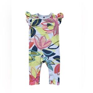 Tea Collection Size 6-9 Months Colorful Tropical Floral Jumpsuit Romper